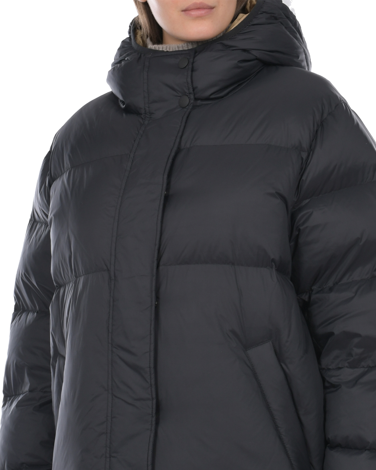 Черное стеганое пальто с капюшоном MSGM, размер 42, цвет черный - фото 7